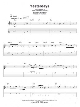 page one of Yesterdays (Guitar Tab (Single Guitar))