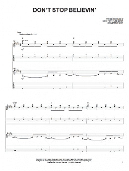 page one of Don't Stop Believin' (Easy Guitar Tab)