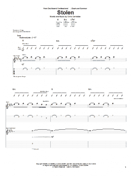 page one of Stolen (Guitar Tab)