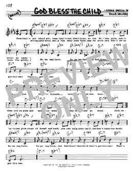 page one of God Bless' The Child (Real Book – Melody, Lyrics & Chords)