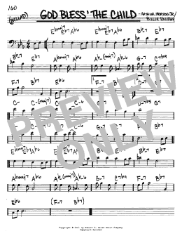 page one of God Bless' The Child (Real Book – Melody & Chords – Bass Clef Instruments)