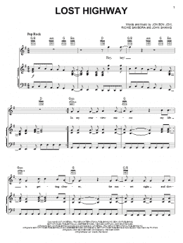 page one of Lost Highway (Piano, Vocal & Guitar Chords (Right-Hand Melody))