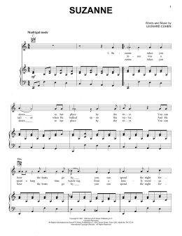 page one of Suzanne (Piano, Vocal & Guitar Chords (Right-Hand Melody))