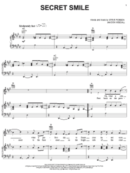 page one of Secret Smile (Piano, Vocal & Guitar Chords (Right-Hand Melody))
