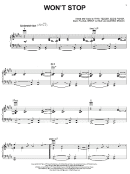 page one of Won't Stop (Piano, Vocal & Guitar Chords (Right-Hand Melody))