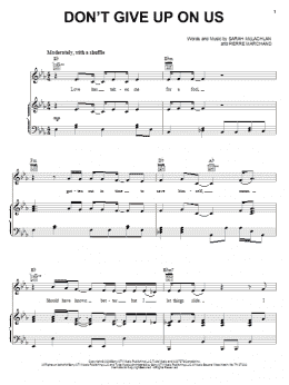 page one of Don't Give Up On Us (Piano, Vocal & Guitar Chords (Right-Hand Melody))