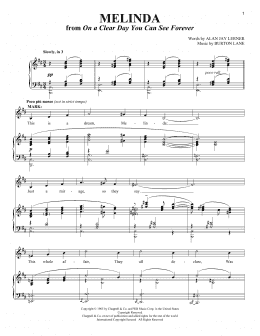 page one of Melinda (from On a Clear Day You Can See Forever) (Piano & Vocal)