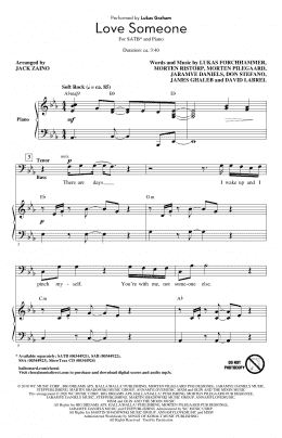 page one of Love Someone (arr. Jack Zaino) (SATB Choir)