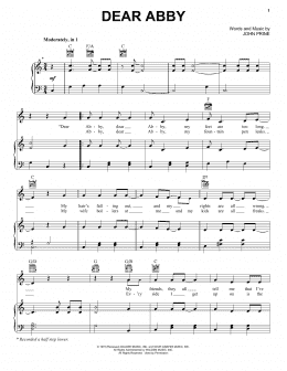 page one of Dear Abby (Piano, Vocal & Guitar Chords (Right-Hand Melody))