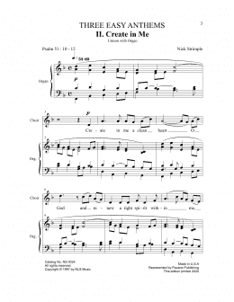 page one of Create in Me (Unison Choir)