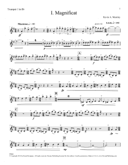 page one of Magnificat (Brass Quintet) (Parts) - Trumpet 1 in Bb (Choir Instrumental Pak)