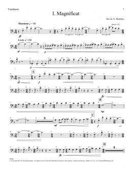 page one of Magnificat (Brass Quintet) (Parts) - Trombone (Choir Instrumental Pak)