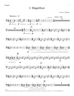 page one of Magnificat (Brass Quintet) (Parts) - Timpani (Choir Instrumental Pak)