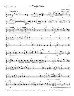 page one of Magnificat (Brass and Percussion) (Parts) - Bb Trumpet 1,2 (Choir Instrumental Pak)