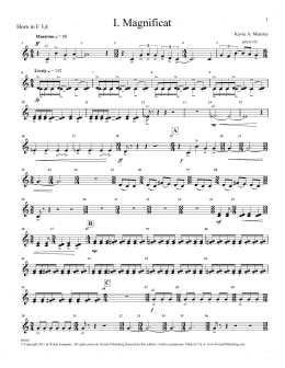 page one of Magnificat (Brass and Percussion) (Parts) - F Horn 3, 4 (Choir Instrumental Pak)