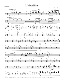 page one of Magnificat (Brass and Percussion) (Parts) - Trombone 1, 2 (Choir Instrumental Pak)