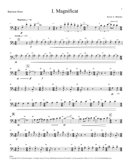 page one of Magnificat (Brass and Percussion) (Parts) - Baritone Horn (Choir Instrumental Pak)