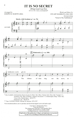 page one of It Is No Secret (What God Can Do) (with "Great Is Thy Faithfulness") (arr. Joseph M. Martin) (SATB Choir)