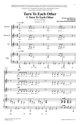 page one of Turn To Each Other (SSA Choir)