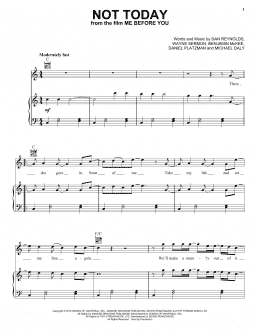 page one of Not Today (from Me Before You) (Piano, Vocal & Guitar Chords (Right-Hand Melody))
