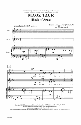 page one of Maoz Tsur (Rock of Ages) (arr. Michael Levi) (2-Part Choir)