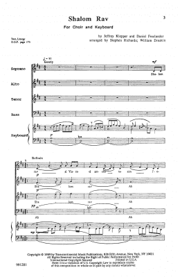 page one of Shalom Rav (arr. Stephen Richards and William Dreskin) (SATB Choir)