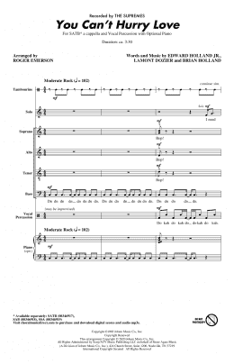 page one of You Can't Hurry Love (arr. Roger Emerson) (SATB Choir)