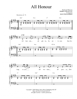 page one of All Honour (arr. Dave Williamson) (Piano & Vocal)