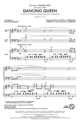 page one of Dancing Queen (from Mamma Mia!) (arr. Roger Emerson) (SATB Choir)