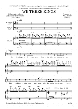 page one of Three More Jazz Carols (We Three Kings; In the Bleak Midwinter; Personent Hodie) (SATB Choir)