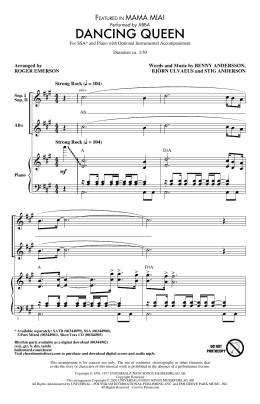 page one of Dancing Queen (from Mamma Mia!) (arr. Roger Emerson) (SSA Choir)