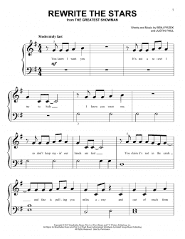 page one of Rewrite The Stars (from The Greatest Showman) (Big Note Piano)