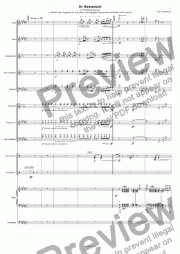 page one of De Humanitate (juvenilia, piano + large wind ensemble)