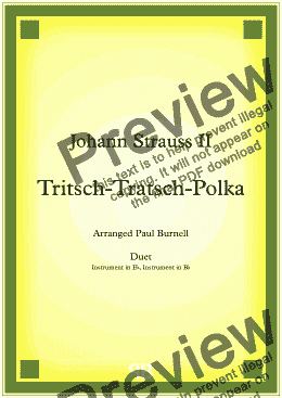 page one of Tritsch-Tratsch-Polka, arranged for duet: instruments in Eb and Bb - Score and Parts