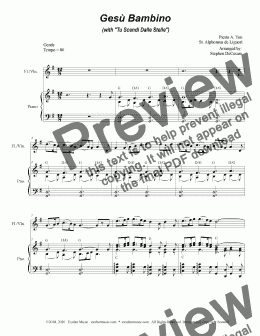 page one of Gesu Bambino (with "Tu Scendi Dalle Stelle") (for Flute or Violin solo and Piano)
