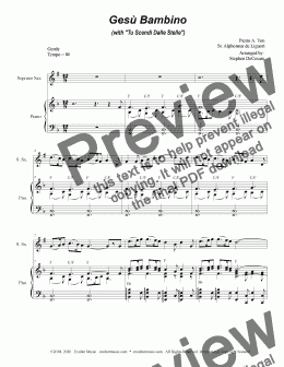 page one of Gesu Bambino (with "Tu Scendi Dalle Stelle") (for Soprano Saxophone and Piano)