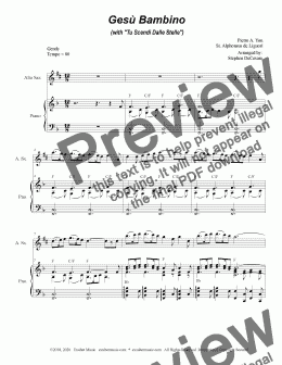 page one of Gesu Bambino (with "Tu Scendi Dalle Stelle") (for Alto Saxophone and Piano)