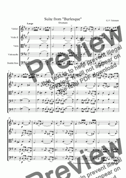 page one of Telemann Suite for String Orchestra