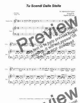 page one of Tu Scendi Dalle Stelle (for Soprano Saxophone and Piano)