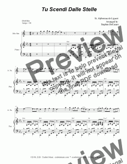 page one of Tu Scendi Dalle Stelle (for Alto Saxophone and Piano)