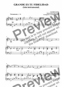 page one of GRANDE ES TU FIDELIDAD (Solo instrumental)