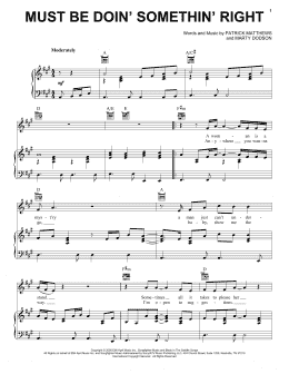 page one of Must Be Doin' Somethin' Right (Piano, Vocal & Guitar Chords (Right-Hand Melody))