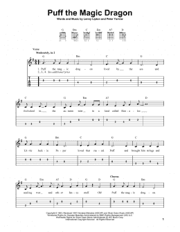 page one of Puff The Magic Dragon (Easy Guitar Tab)