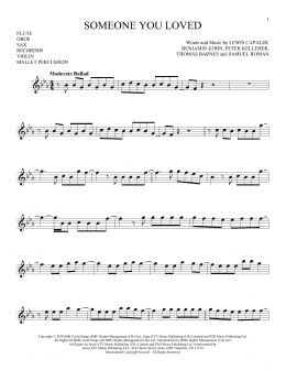 page one of Someone You Loved (Instrumental Solo – Treble Clef High Range)