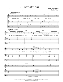 page one of Greatness (from Twelfth Night) (Piano & Vocal)