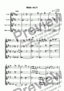 page one of Adagio Molto from Sinfonietta in b minor, No. 7 RV.169 (transposed version)