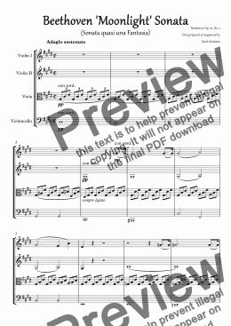 page one of Beethoven Moonlight Sonata - String Quartet Arrangement
