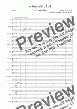 page one of A Shropshire Lad - Butterworth - Concert Band - Score
