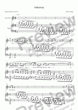 page one of "Adlestrop" for voice and piano