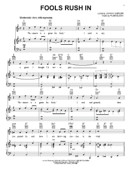 page one of Fools Rush In (Piano, Vocal & Guitar Chords (Right-Hand Melody))